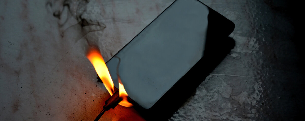 A phone which batteries has set fire